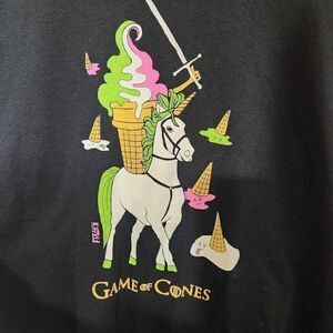 Freaker Game of Cones unicorn ice cream cone black t-shirt size XL